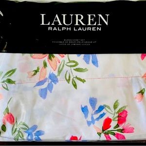 NEW LAUREN Ralph Lauren Maggie Queen Sheet Set 100% Cotton Floral Extra Deep Fit